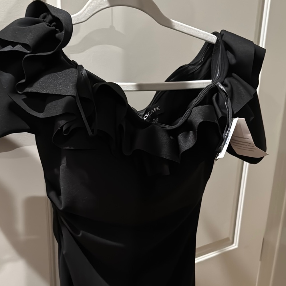 Xscape Black Ruffle Dress
